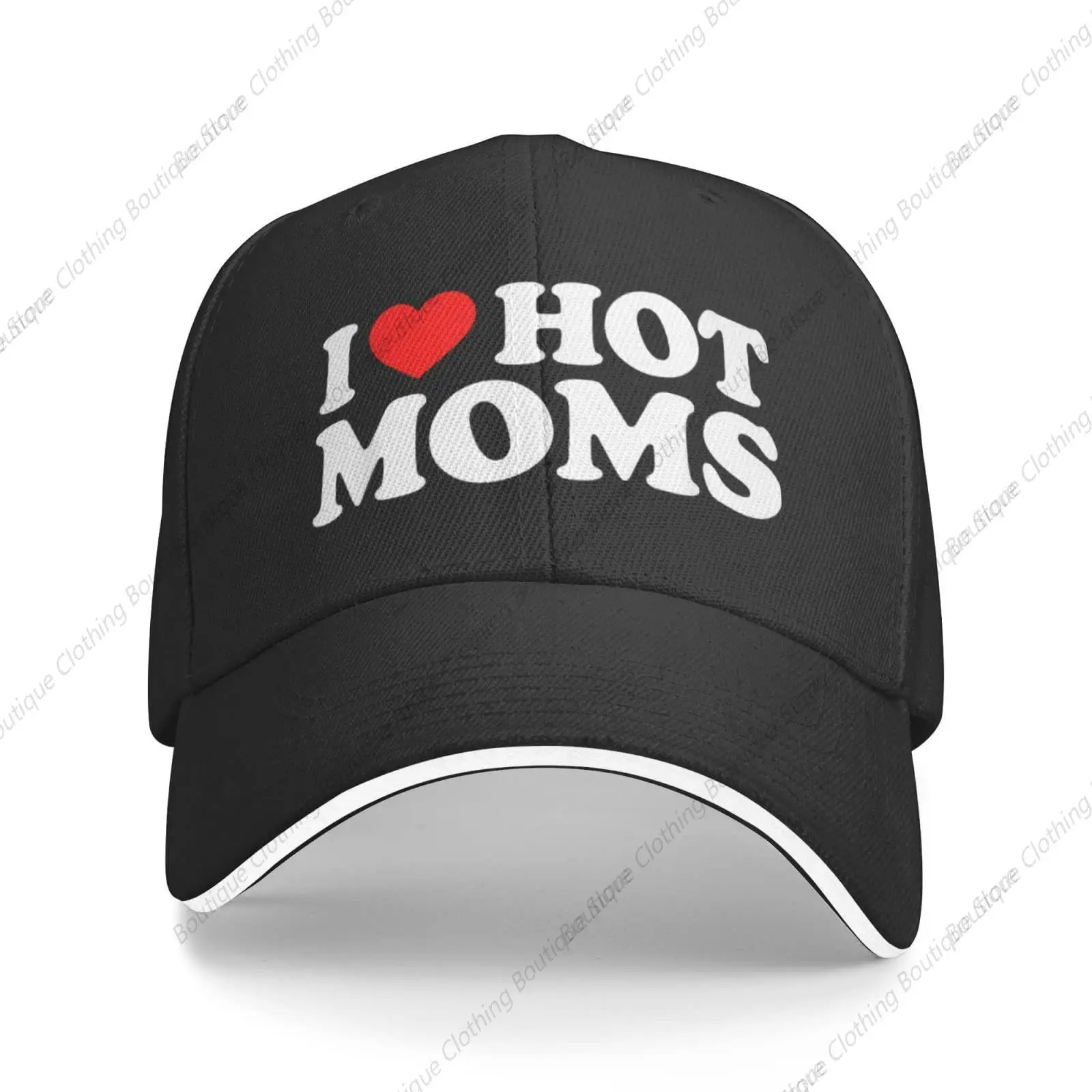 

I Love Hot Moms Gift for Mom I Heart Hot Moms Baseball Cap Gifts Men Trucker Hat Women Sun Hat Dad Cap Black