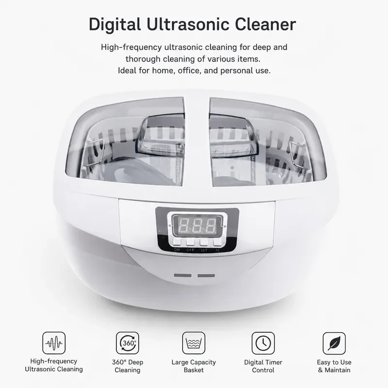 Ultrasonic Cleaner Powerful 70W Digital Display Large Tank Capacity 2500ml