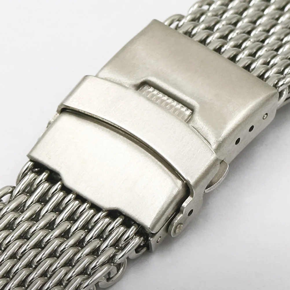 

Stainless Steel Shark Mesh Silver Watch Band Folding Clasp Fashion Durable Comfortable for Business Sports Daily Mesh Metal