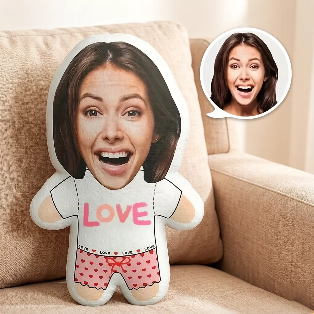 Customized 'I Love You' Plush Pillow Couple Personalized Photo Gift, Hand Washable Only, Perfect Gift for Thanksgiving, Christma