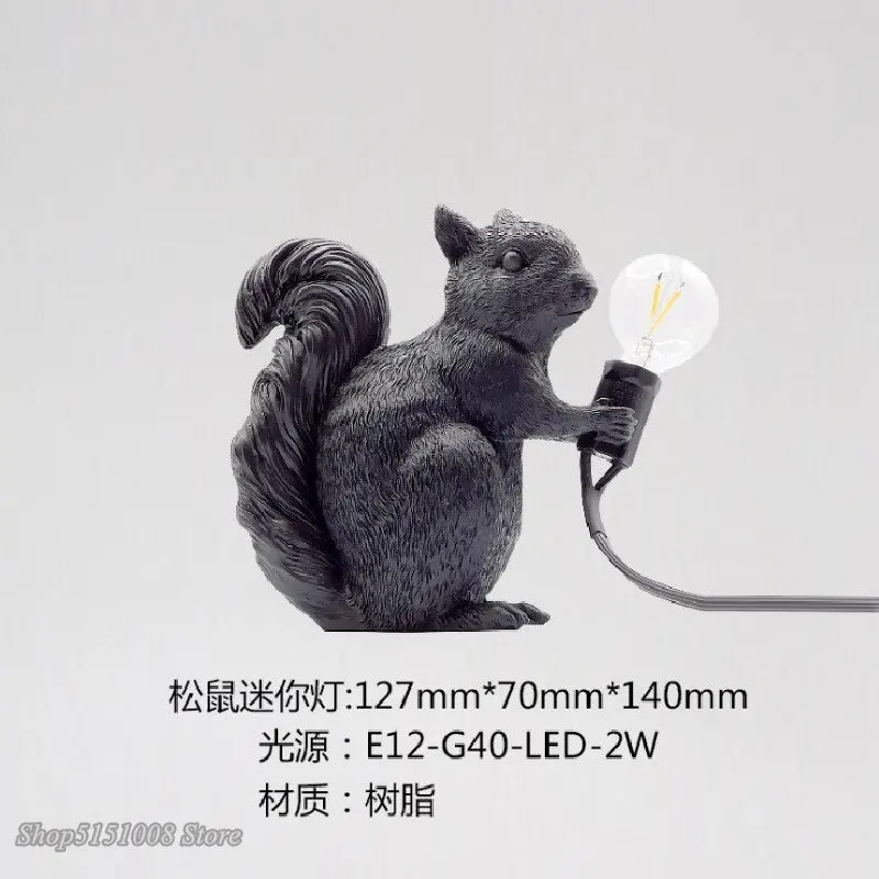 Italy Resin Led Table Lights Mini Cute Squirrel Night Lights Bedroom Living Room Home Decol Table Lamps Gift Desk Light Fixtures