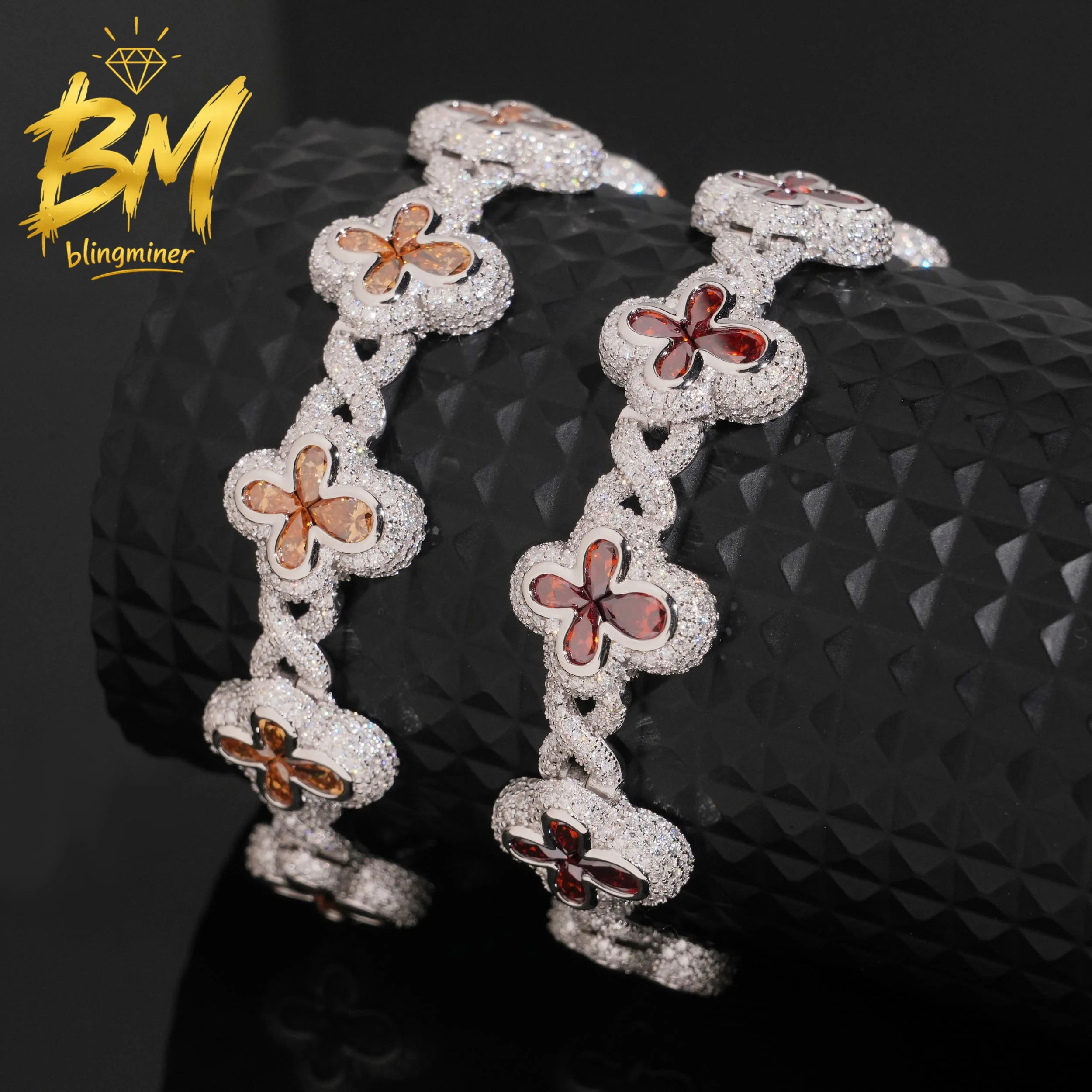 Blingminer New Arrivals Cross VVS Moissanite Bracelet Iced Out Cuban Chain For Men  S925 Silver Jewelry Pass Diamonds Tester GRA