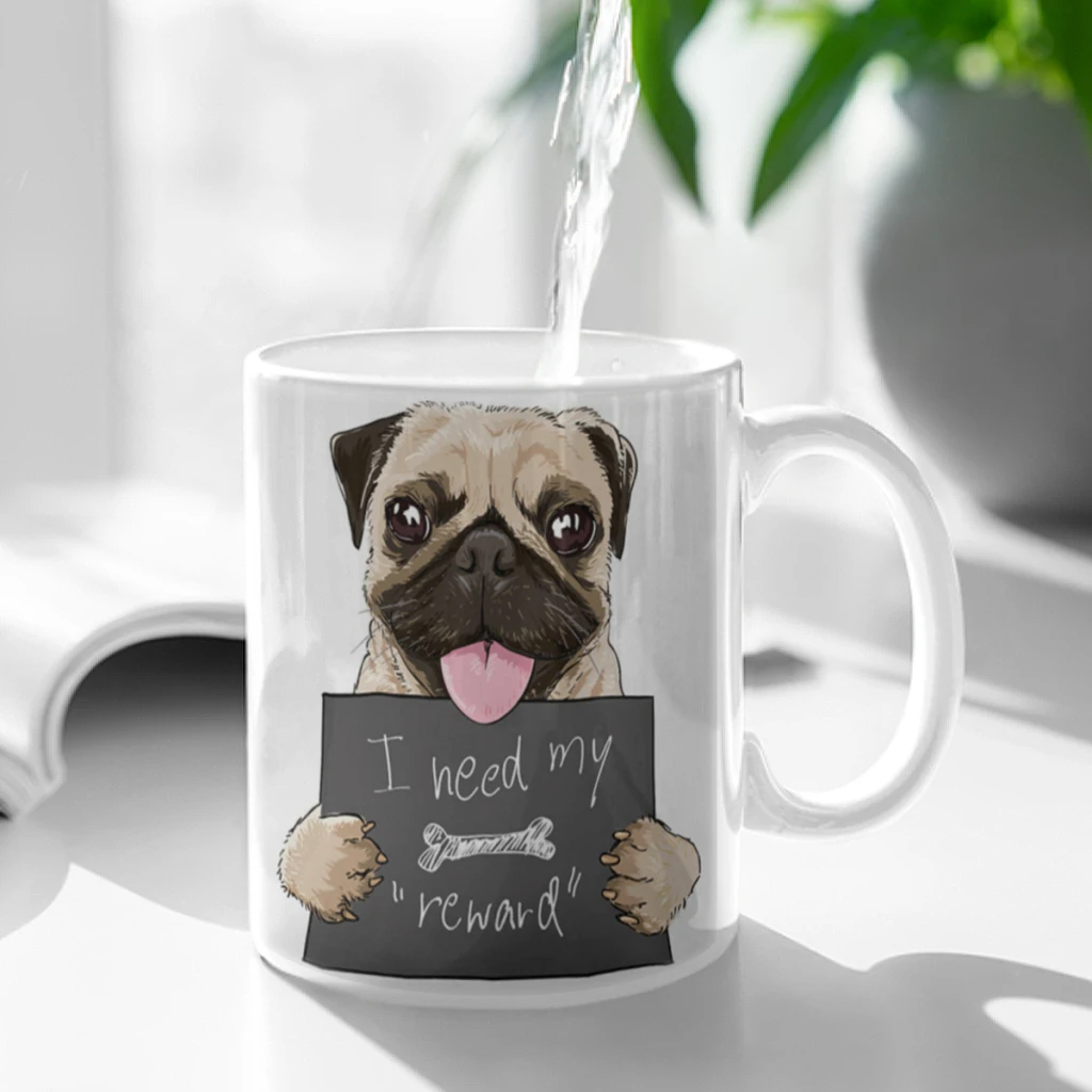 

Cute-Pug-Bulldog-Coffee Mug 11oz Fun Ceramic Coffee Tea Cocoa Cup Handle Tea Drink Cup