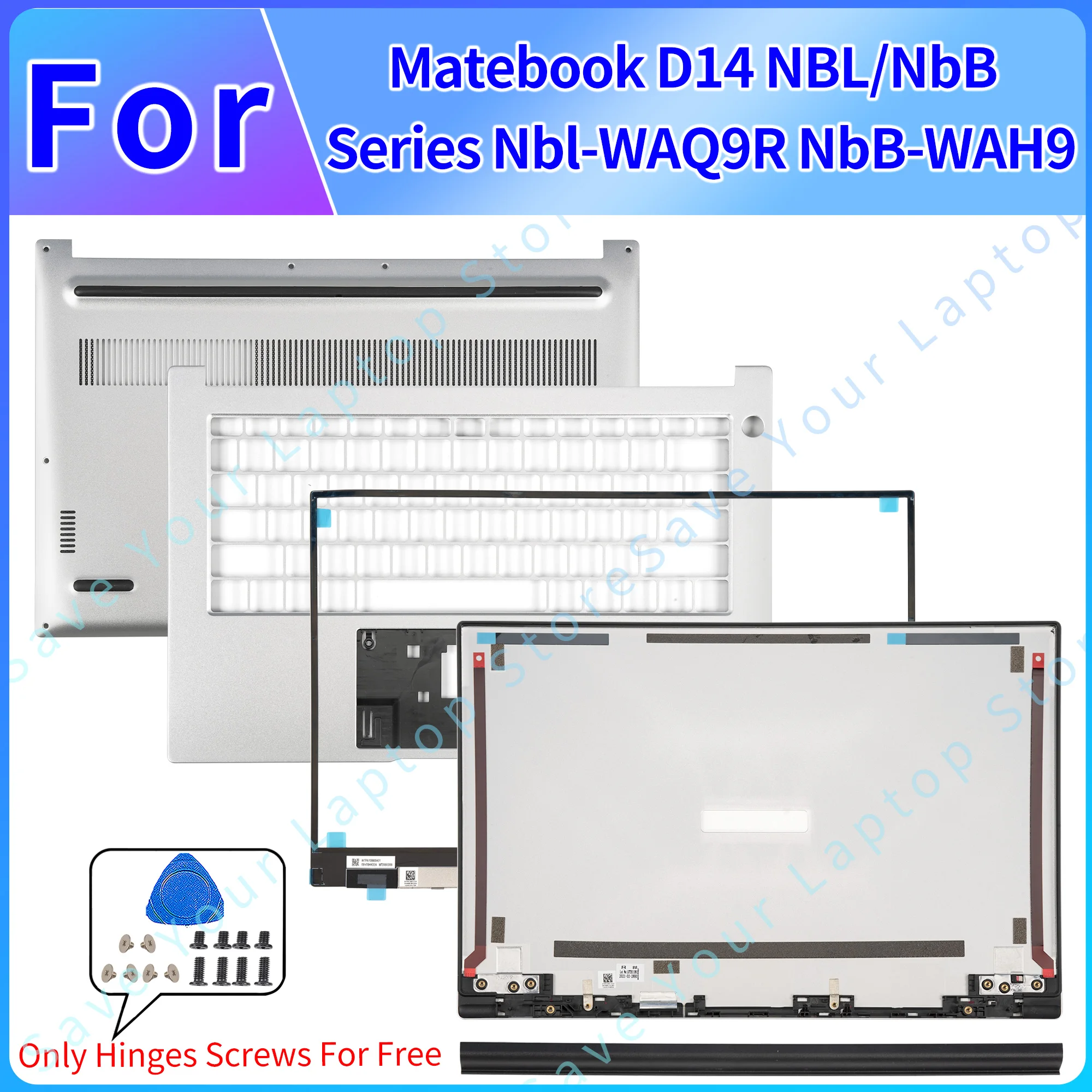 

New Lid For Huawei Matebook D14 NBL/NbB Series Nbl-WAQ9R NbB-WAH9 LCD Back Cover Front Bezel Bottom HingeCover Parts Replace