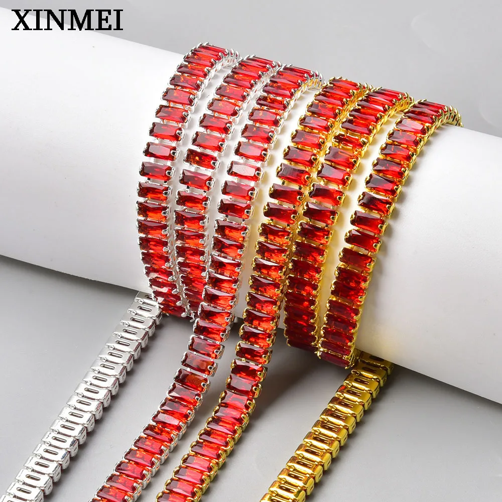 New Color Rectangle Crystal Chain in Nail Art Luxury Claw Zircon Rhinestone Trimmings Gemstone Diy Jewelry Clothing Accessories