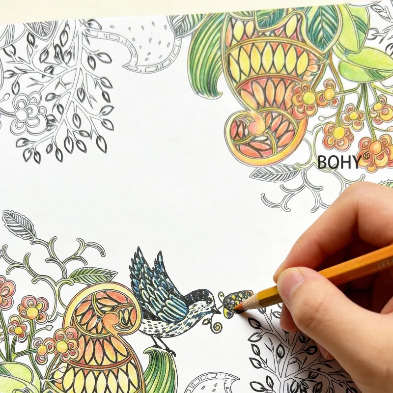 1 Adult Decompression Flower Flying Bird Mandala Coloring and Drawing Album, 24 Pages of Coloring Pages, Birthdays Healing Gifts