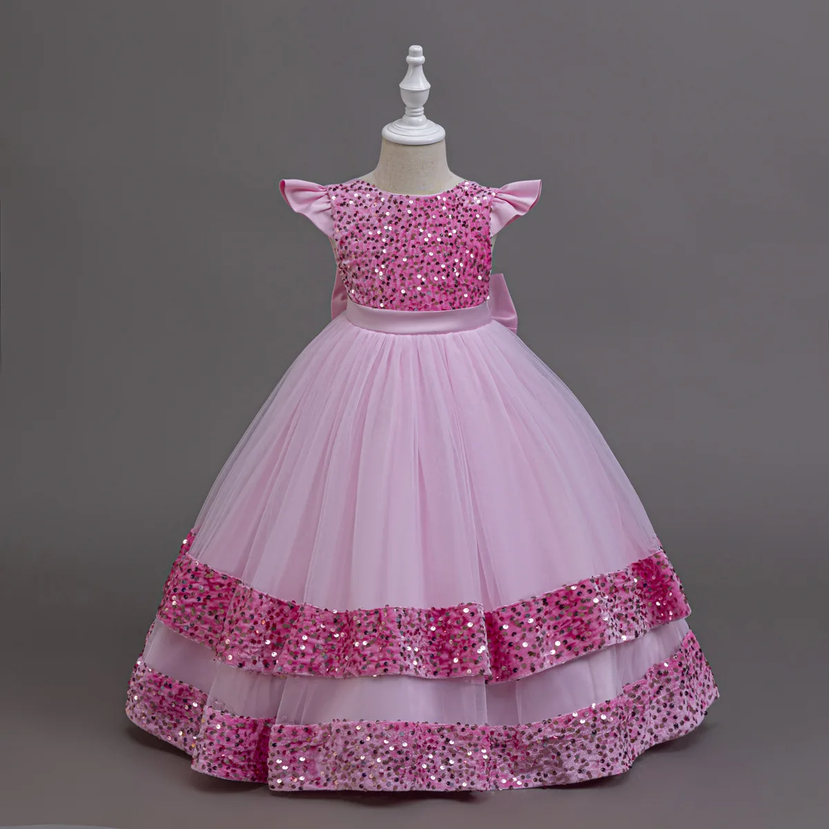 

Эмистильное блестящее свадебное платье с блестками для маленьких и больших девочек, торжественное вечернее платье с цветочным узором для девочек на день рождения