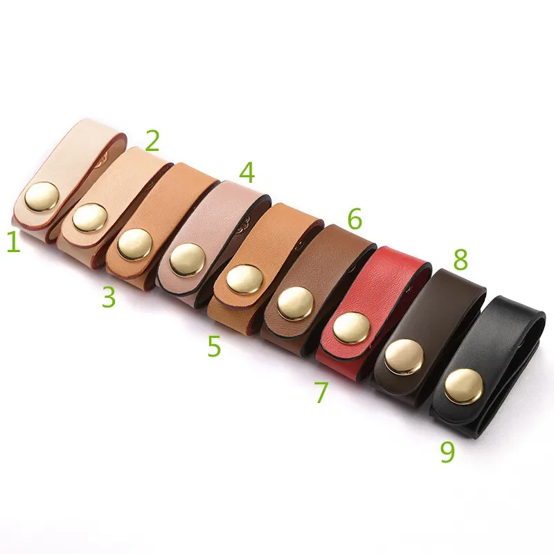 Vegetable Tanned Calf Leather Button Buckle Parts Accessories For Designer Handbag Handle Strap Fastening Loop Ring Binder