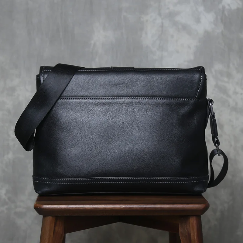 Men's Genuine Leather Crossbody Bag - Top Grain Cowhide Durable Messenger Bag for Commuting