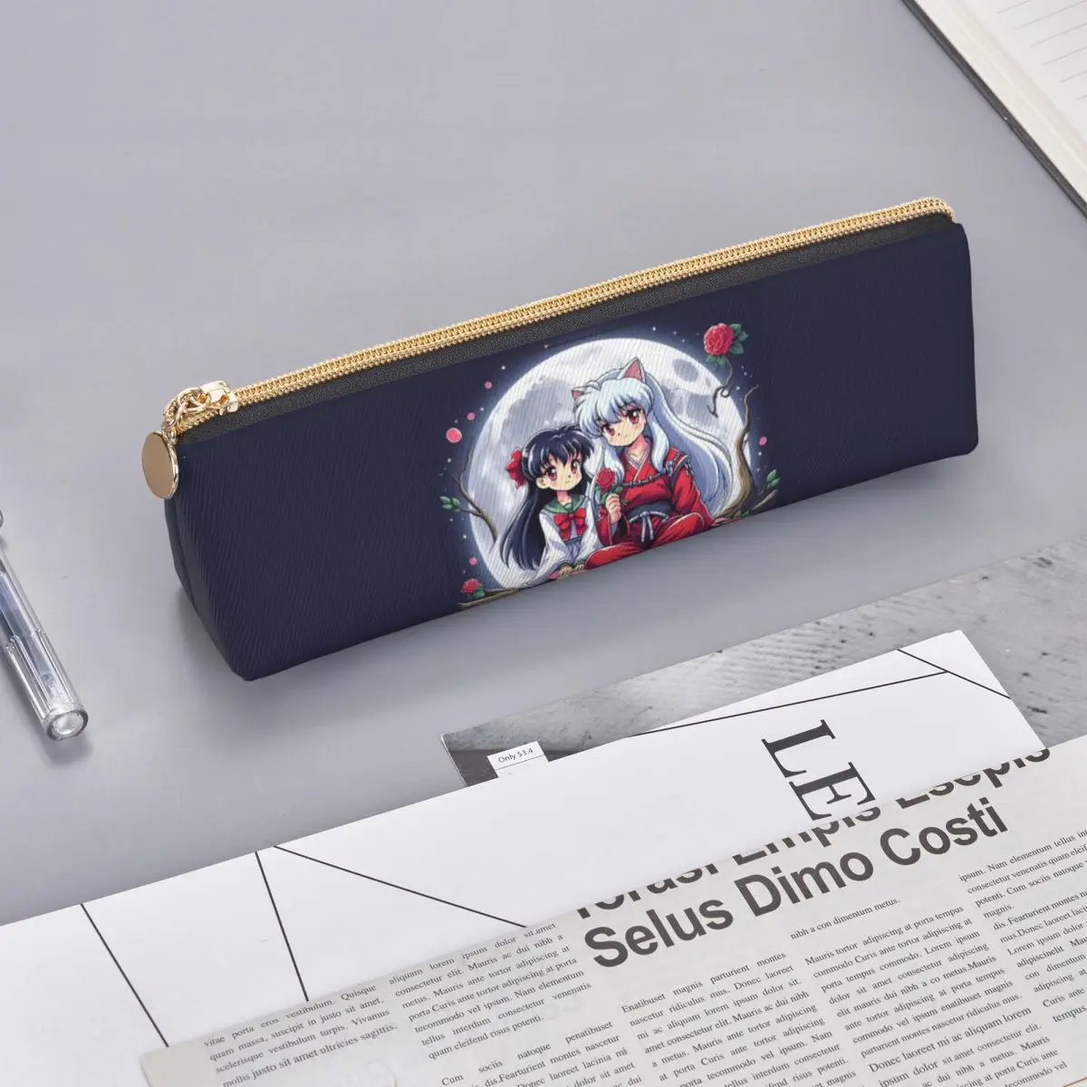 Estuche para lápices Manga Kimono Inuyasha Sesshomaru, estuche para lápices, almacenamiento, suministros de papelería, caja para bolígrafos de gran capacidad, bolsa para lápices, escuela