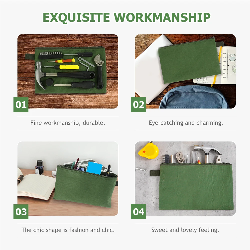 4pcs Tool Heavy Duty Canvas Tool Storage Bag Green Large Capacity Organization Multipurpose Tote Portable Storage Kit Bag