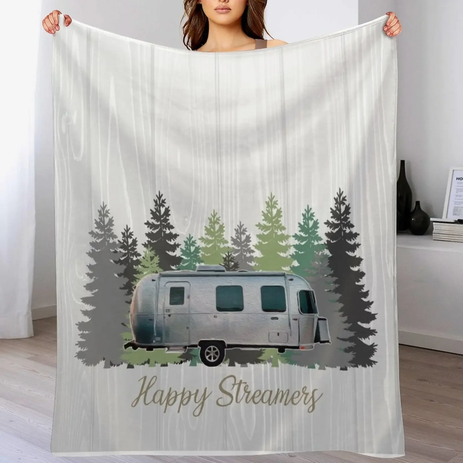

Happy Streamers Throw Blanket Outdoor Soft Blanket for Picnic Beach Camping
