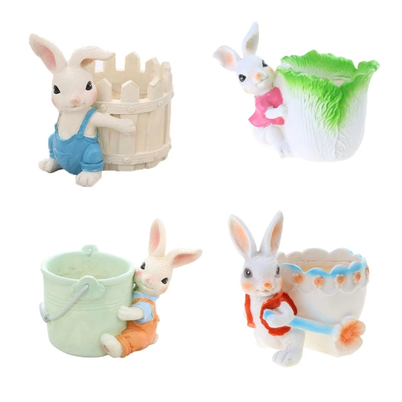 

Cartoon Rabbit Plant Pots Decorative Flower Pots Resin Rabbit Planter Succulents Container Garden Outdoor Drop shipping