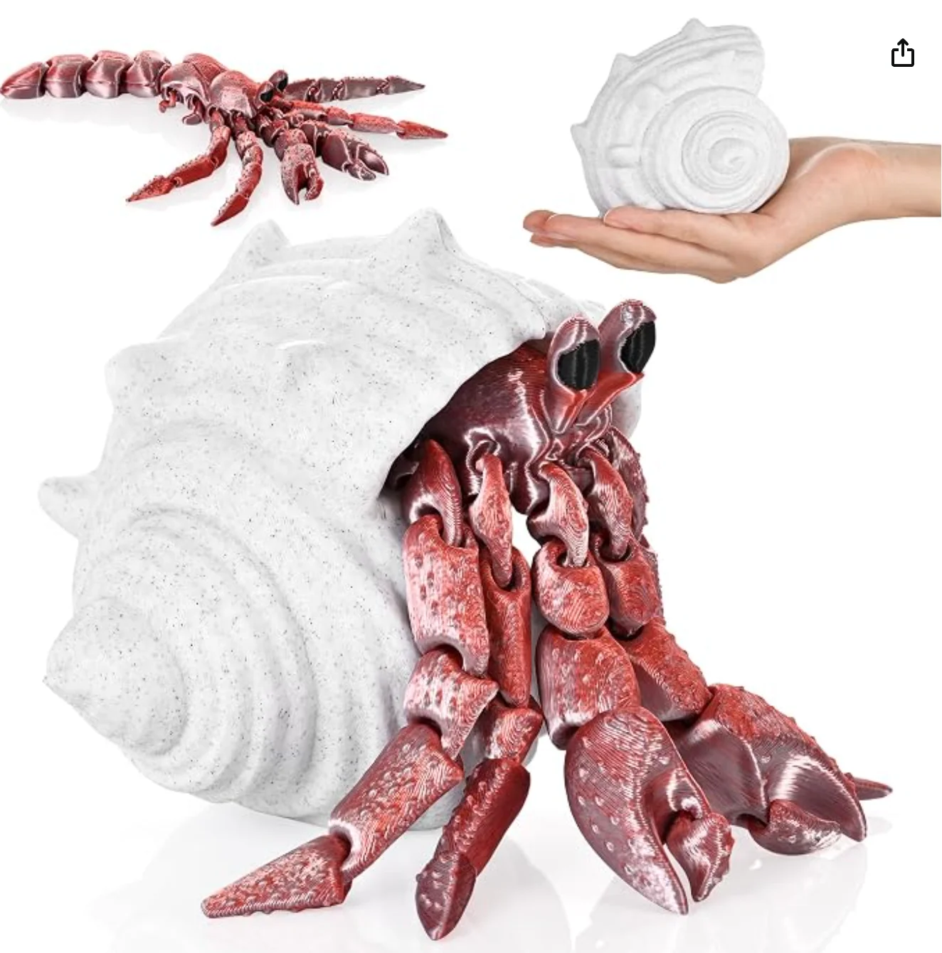 3D printed toys, articulated crab figurine toys, animal coast decorations, wild animal collection crab toys, tactile fingertips