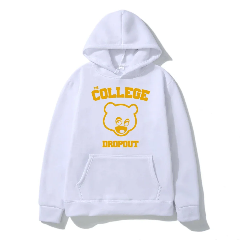 New Hip Hop Kanye West Print Hoodie Oversize Cotton Fleece Pullover The College Dropout Spring Fashion Long Sleeve Sweatshirts