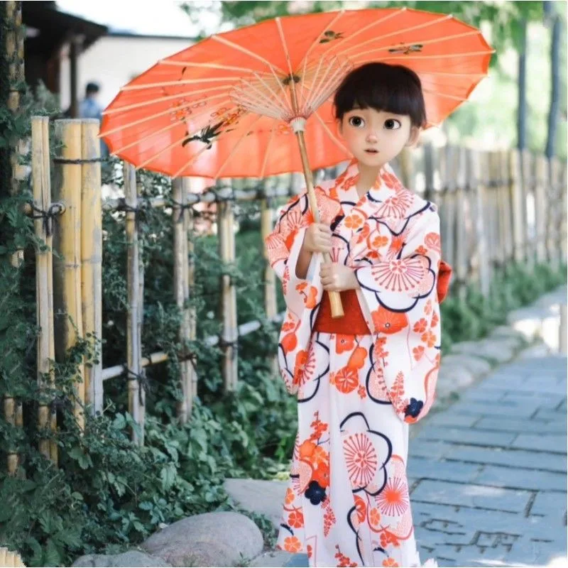 2026 Japanese Children's Kimono Yukata Girls' Printed Kimono Dress Student Performance Costume Photography Costume Props LI678