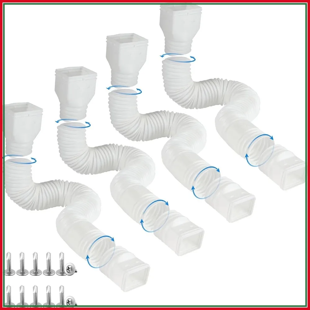 

4 Pack Flexible Downspout Extensions, 21-68 Inches, White