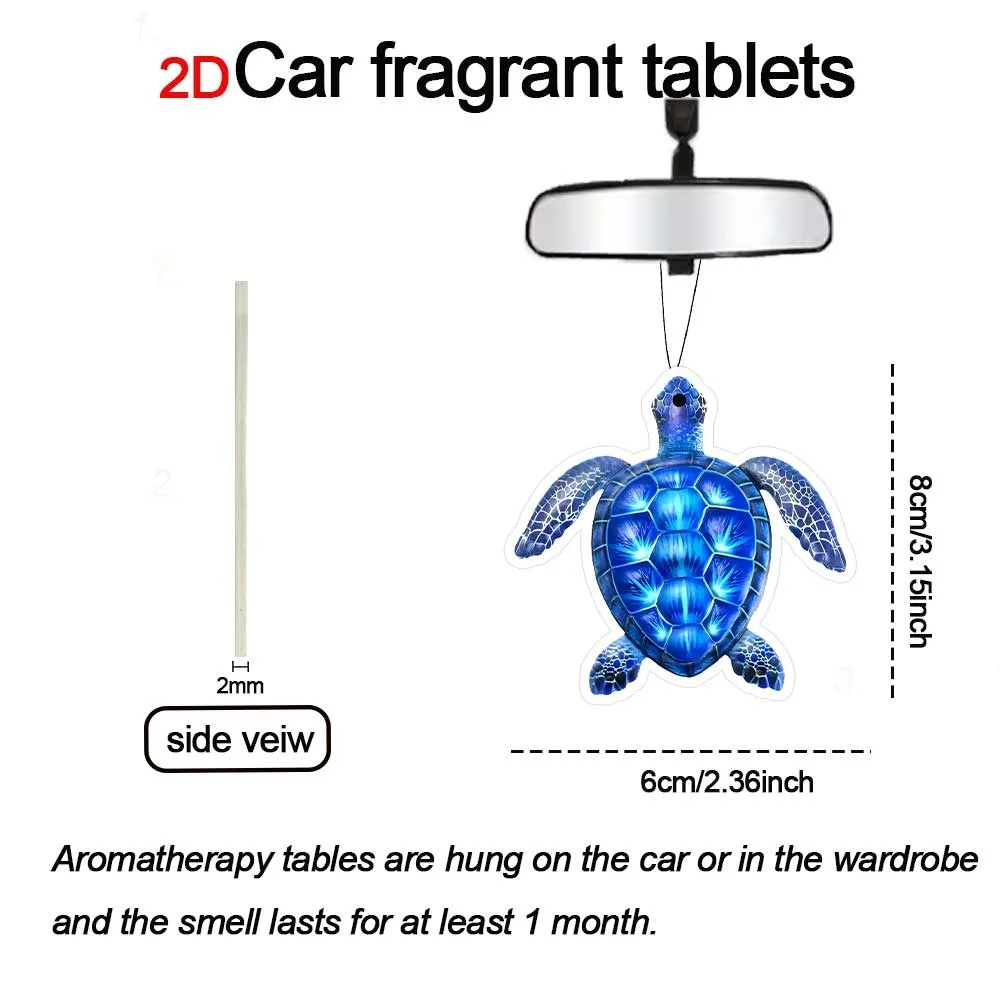 1/5/10 Deep Sea Silent Guardian: Blue Turtle Car Aromatherapy - Paper Fragrance Pendant for Rearview Mirrors and Vents