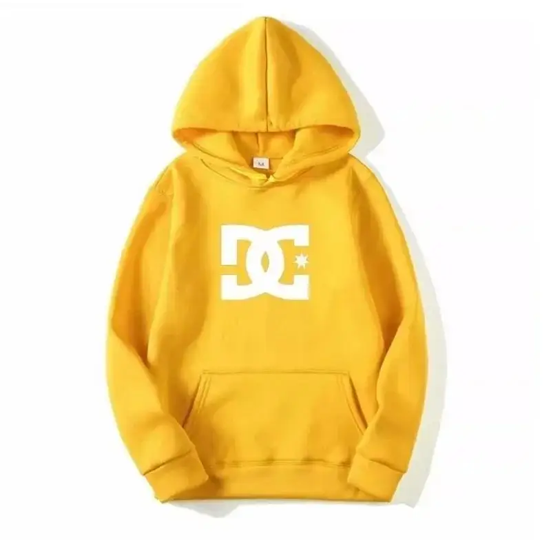 Moletom Masculino e Feminino DC Letter: Blusão Simples de Manga Longa para Outono/Inverno, Tendência Urbana e Fitness