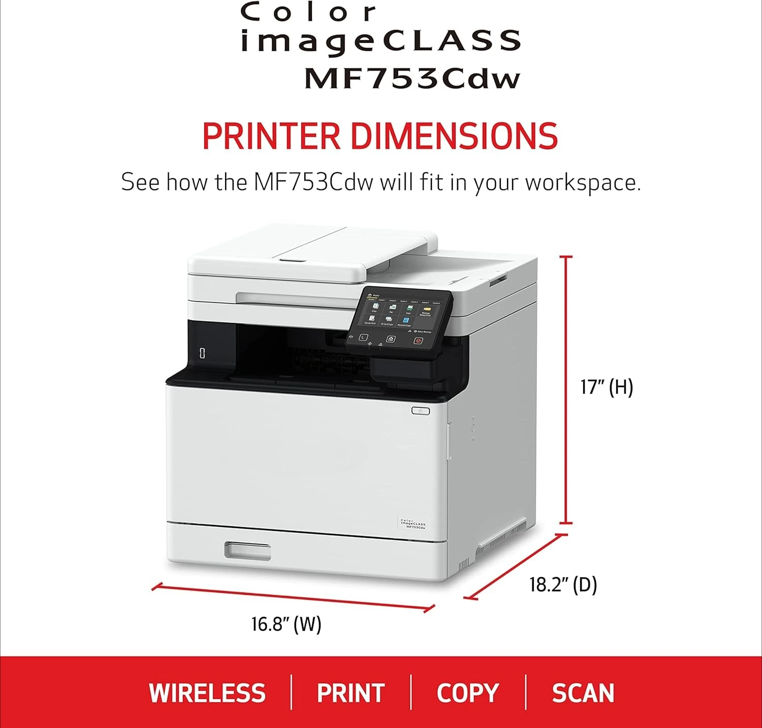 Color imageCLASS MF753Cdw - Wireless Duplex Laser Printer, All-In-One with Scanner, Copier, Fax, Auto Document Feeder image 2
