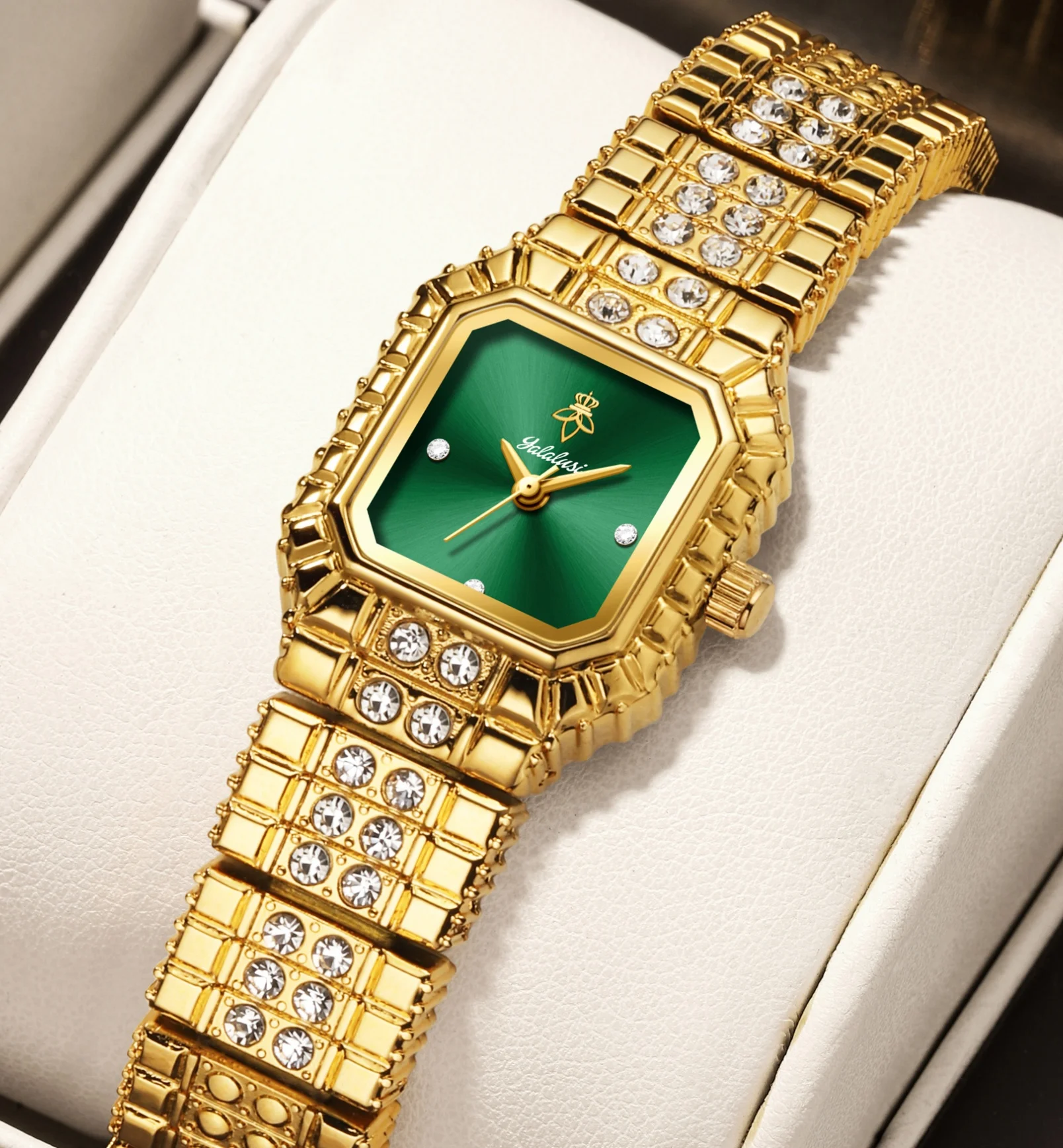 

YaLaLuSi Бренд 1, компактные женские кварцевые наручные часы в винтажном стиле, устойчивые к царапинам, с позолоченной отделкой