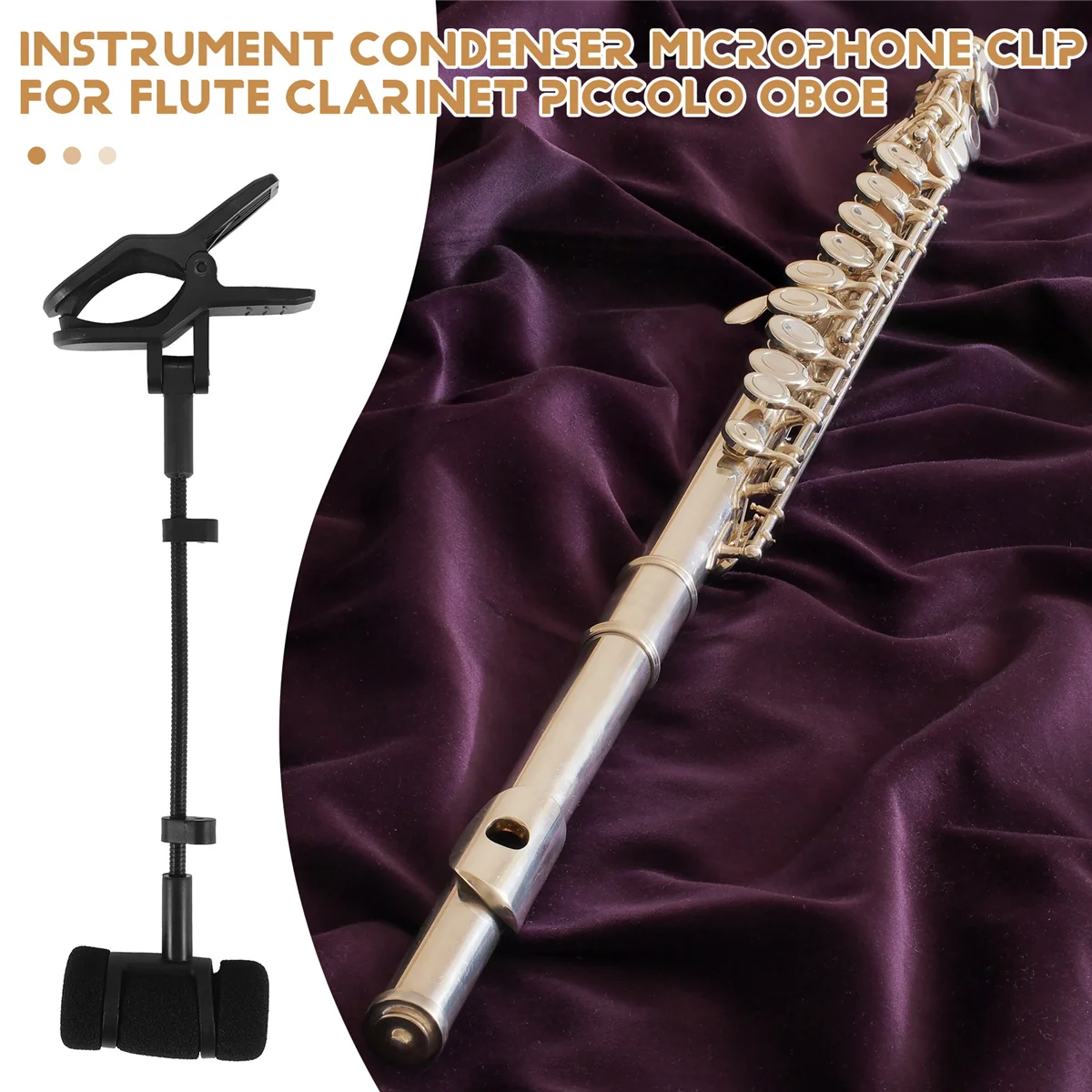 Instrumen kondensor mikrofon klip untuk Flute klarinet Piccolo Oboe Universal Stand bracket Mic rak Mount