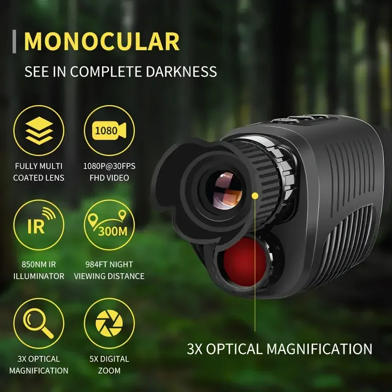 Monocular Night Vision Device 1080P HD Infrared 5x Digital Zoom Hunting Telescope Type-c Interface Memory Card Not Included