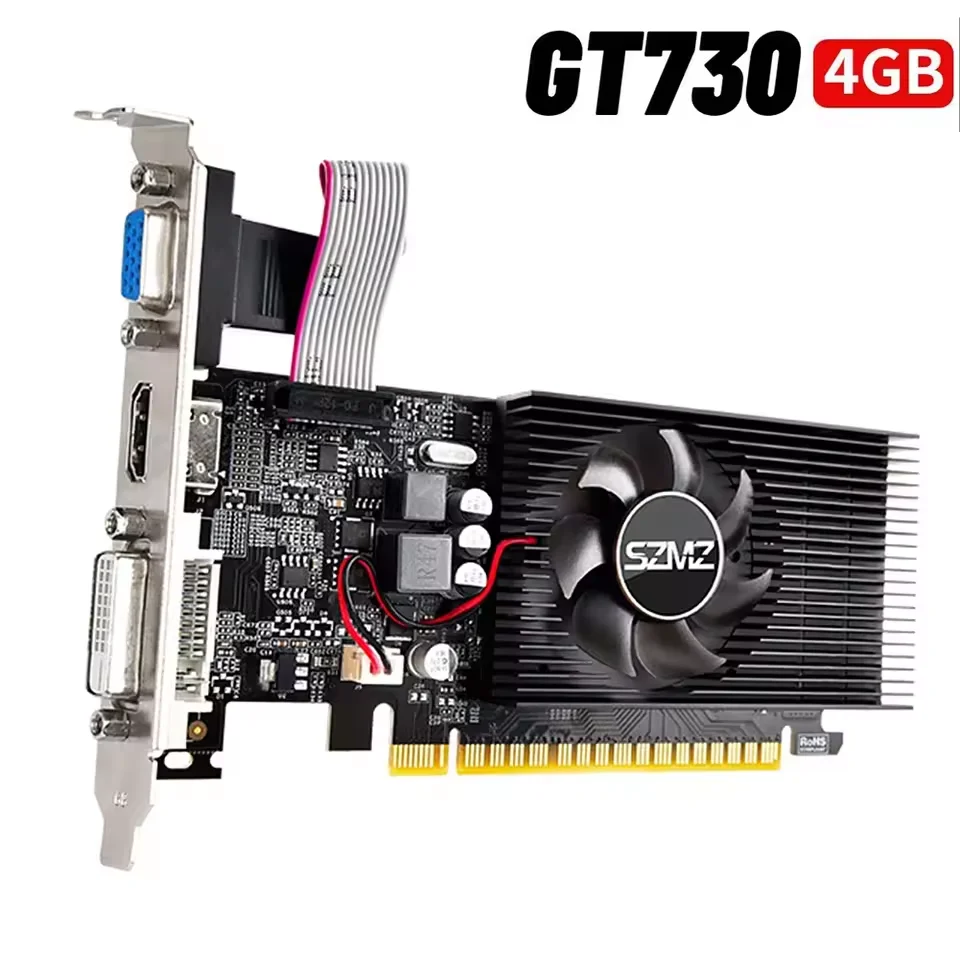 

GT730 Video Card 1/2/4GB DDR3 128Bit Computer Gaming Graphics Card PCI-e 16X HDMI-Compatible+VGA+DVI Low Noise for Desktop PC