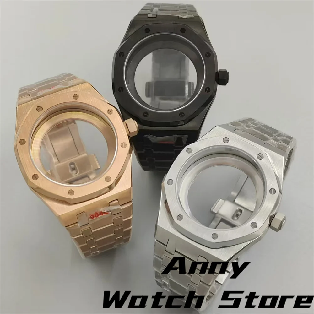 42mm Silver Black Rose Gold Case Stainless Case Bracelet Sapphire Glass Fit NH35 NH36 NH70 NH72 ETA2824 PT5000Movement