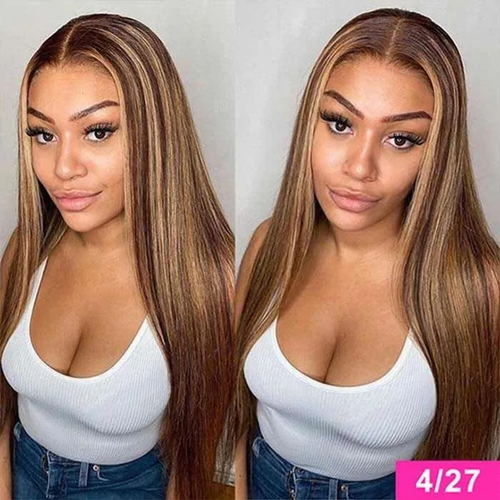 12A Highlight Straight Bundles Human Hair Bundles P4/27 Colored Ombre Honey Blonde Bundles Brazilian Hair Extensions Form Women