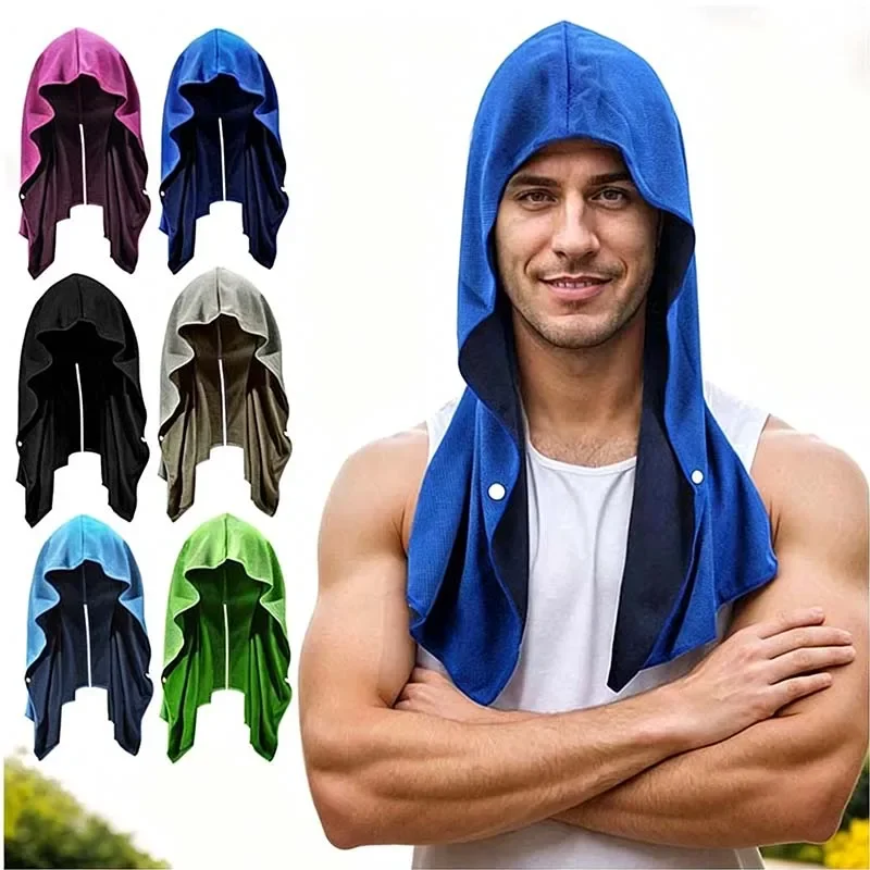 Outdoor Sports Cooling Hooded Towel U Shape Cold Neck Gaiter Quick Dry Headband for Gym Beach Camping Sun Protection