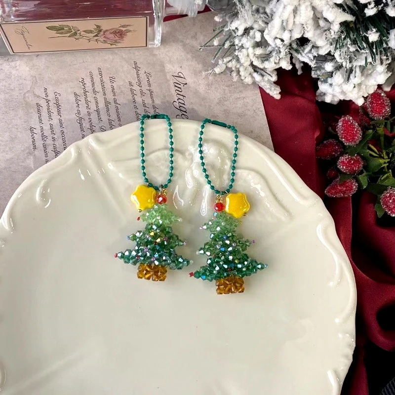 شجرة عيد الميلاد مطرز سلسلة الهاتف لطيف اليدوية مطرز سلسلة الهاتف مكافحة خسر الحبل حقيبة ديكور هدية عيد الميلاد #4