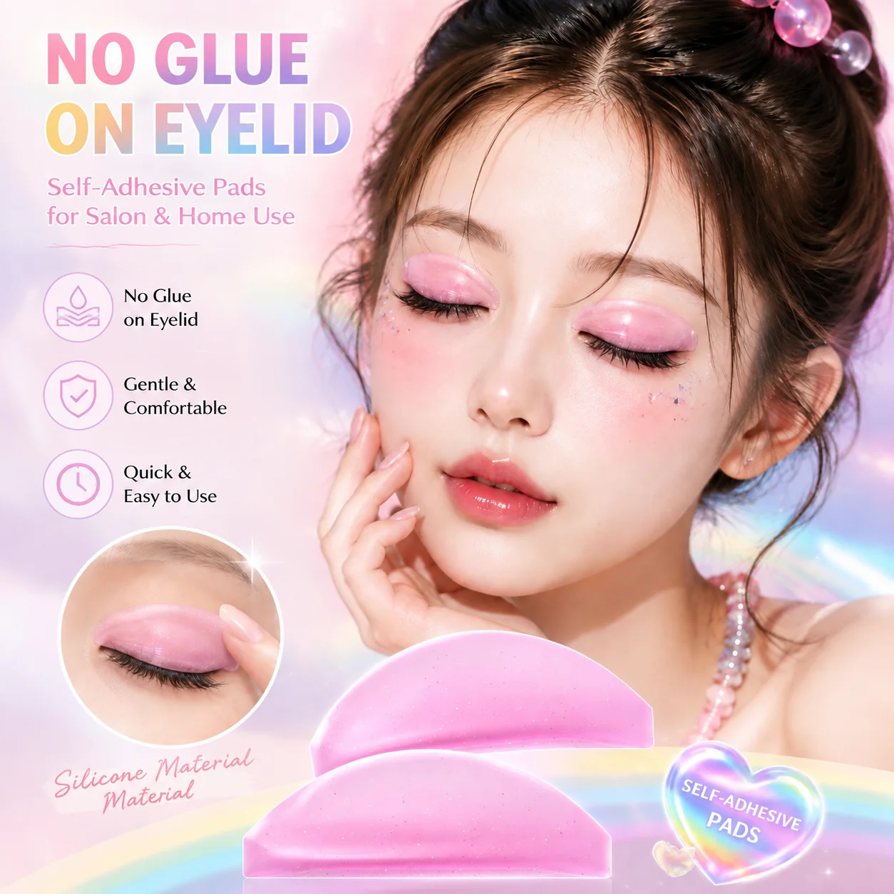 NO CURL 1Pair Silicone Eyelash Perm Pad Lifting Lashes Rods Shield 3D Eyelash Curler Accessories Applicator Makeup Tools