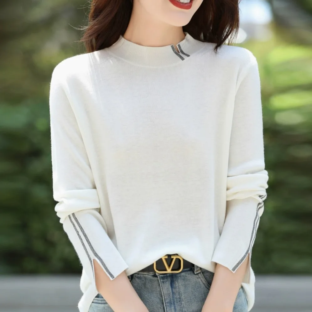 Faionable Camere Knitted Base irt Damen-Innenbekleidung mit hohem Kragen, Strickwaren, weiche Kaninchenfellmischung, langes Sve-Top