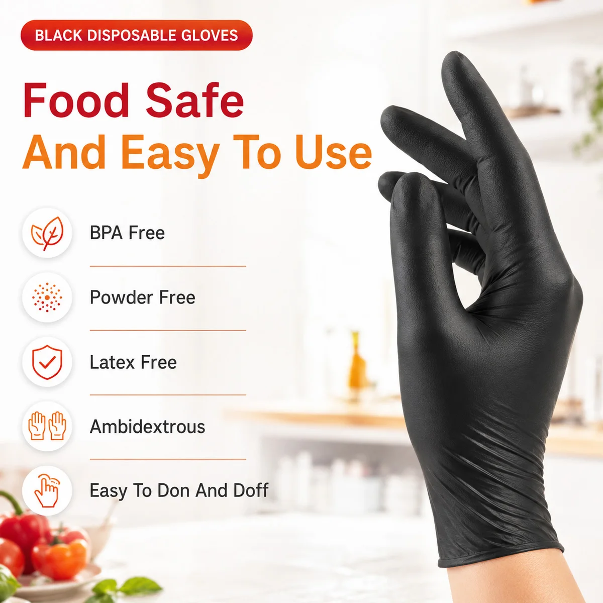 Black Disposable Gloves Nitrile Gloves Powder Free Work Gloves Comfortable Durable Grip Gloves For Car Home Workshop Use 10PCS