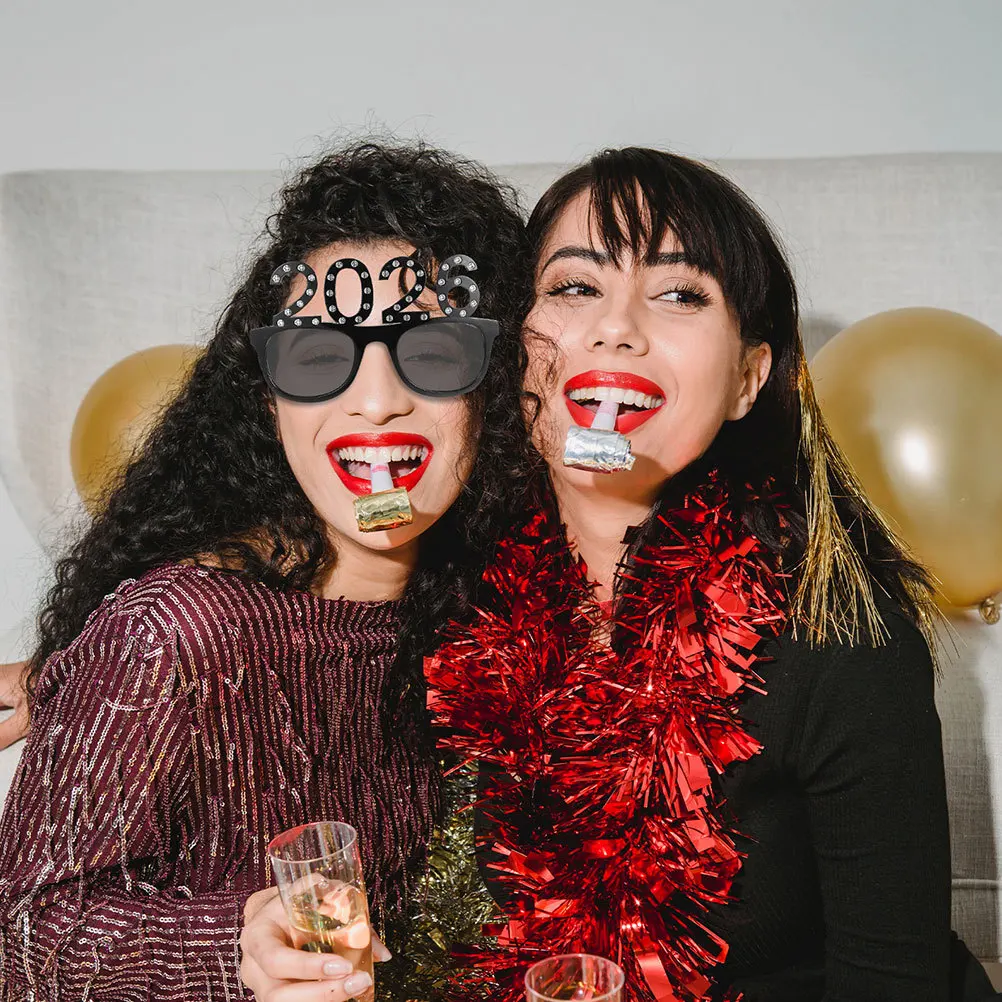 

4Pcs Party Decoration Glasses 2026 Number Eyewear Glitter Rhinestone New Year Eve Photo Accessories New Year 2026 Eyeglasses