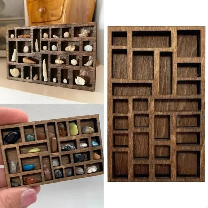 87hb Miniatura caja madera madera Bolsanía joyería Estante almacenamiento baratijas para hombres y mujeres