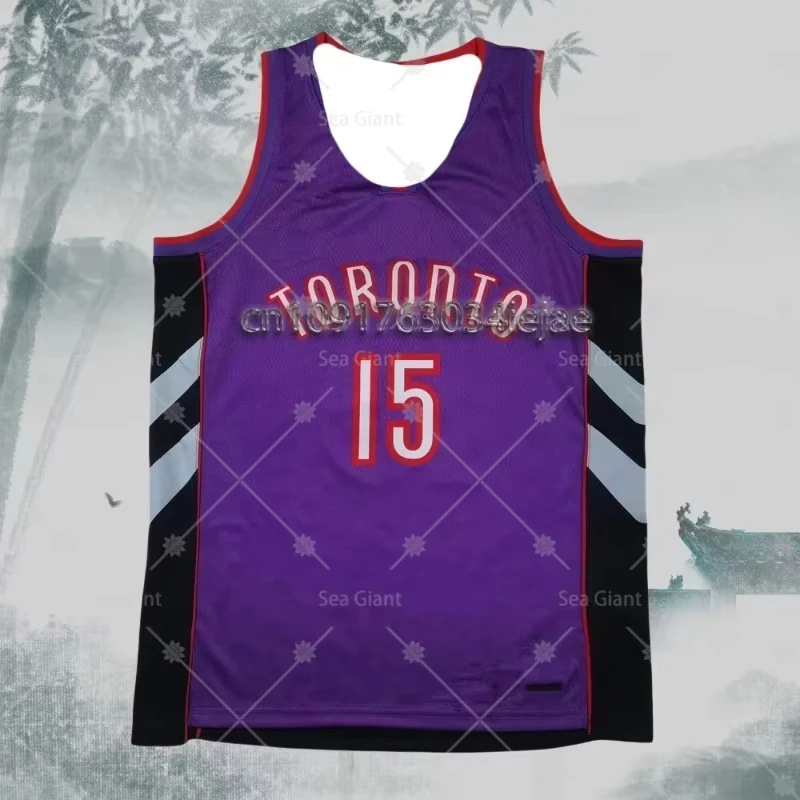 

Nueva camiseta de baloncesto con prensa térmica RAPTORS Carter # 15 Ropa deportiva uniforme de pelota negra con parte