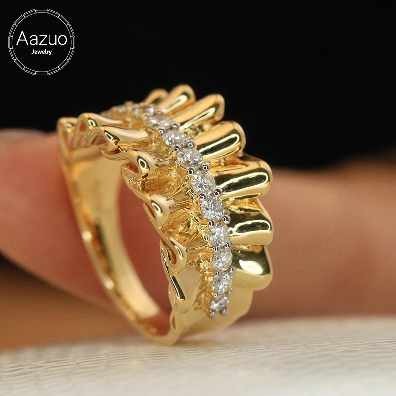 

Aazuo Luxury Jewelry 18K Solid Gold Yellow Gold Real Natural Diamonds 0.50ct Lace Ring Gift For Woman Engagement Party Au750