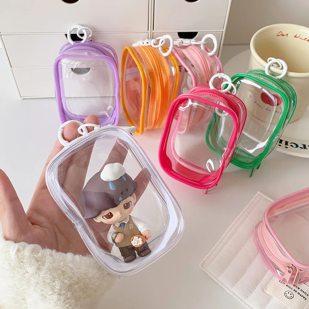 Hot Sales Simple Pvc Transparent Doll Storage Bag Cute Girl Crossbody Bag Pendant Display Figurine Bag Decoration Keychain Gift
