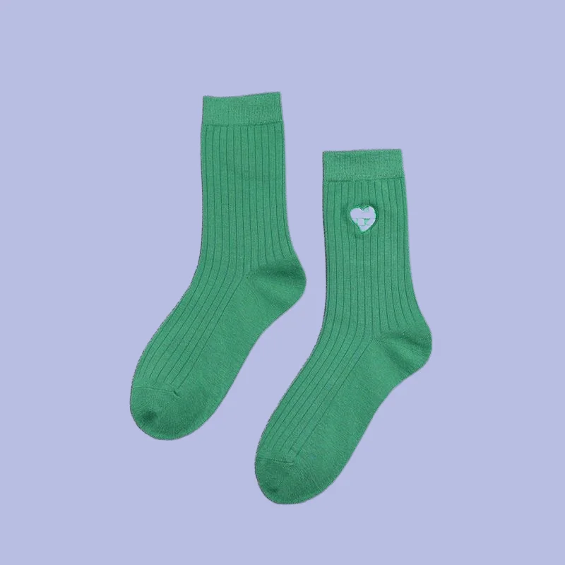 2/4 Pairs New Women's Mid-Tube Cotton Socks Comfortable Cotton Socks Japanese Fresh Flowers Sweet Sports Breathable Green Socks