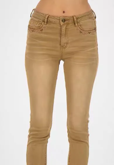 

Новые модные женские тяжелые рабочие брюки с вышивкой, брюки с высокой талией для женщин, осенне-зимний сезон, глубокие и светлые цвета