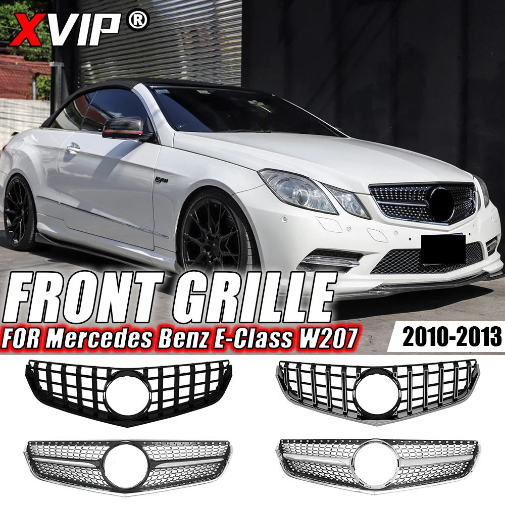 

XVIP Glossy Black GTR Style Upper Grille For Mercedes Benz E-Class W207 E200 E250 E350 E550 2010-13 Diamonds Style Bumper Grille