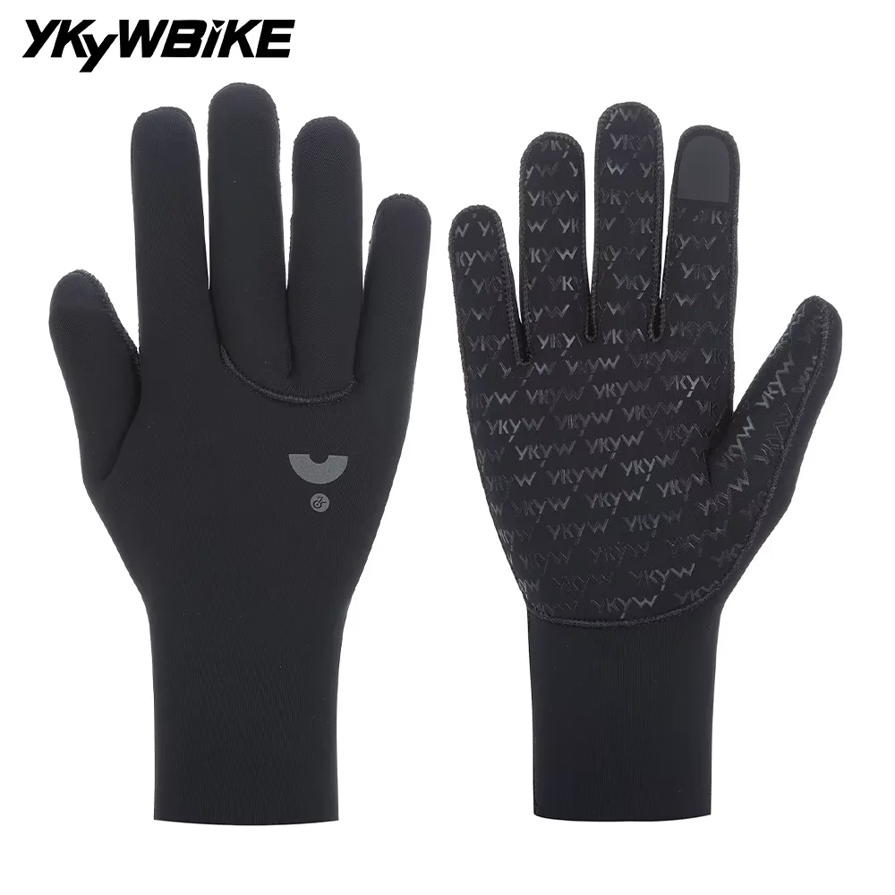 YKYWBIKE Two‑piece Neoprene Cycling Gloves Windproof Winter Thermal Bicycle Gloves Full Finger Warmth MTB Road Bike Gloves