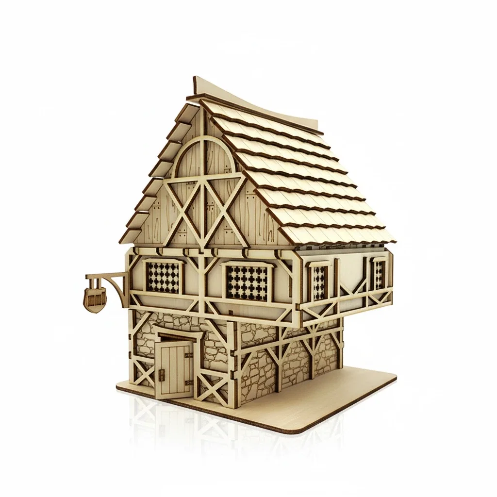 OUZEY DIY miniatuur "Dream Inn" houten modelbouwpakket - 3D-puzzel fantasiegebouw, creatieve weergave voor alle leeftijden