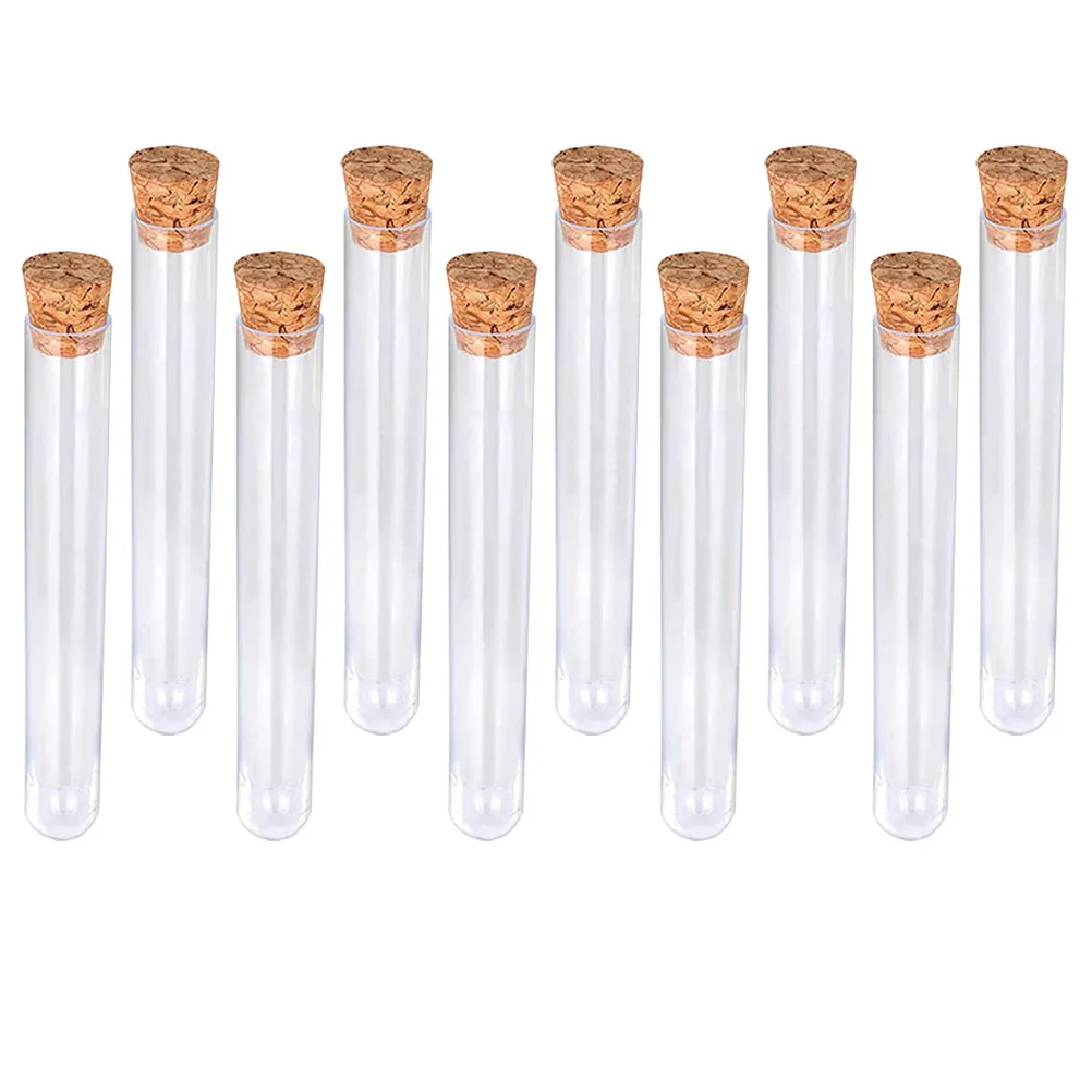 

24 Pcs Plastic Test Tube with Cork Stoppers for Scientific Labs Experiment Clear Organizer Reusable Storage