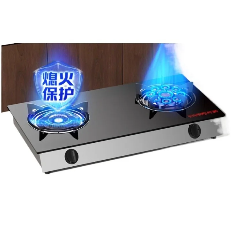 

Газовая плита с двойной варочной панелью, настольная 2 конфорки, природный и сжиженный газ, таймер, высокое пламя, кухонный инструмент для приготовления пищи