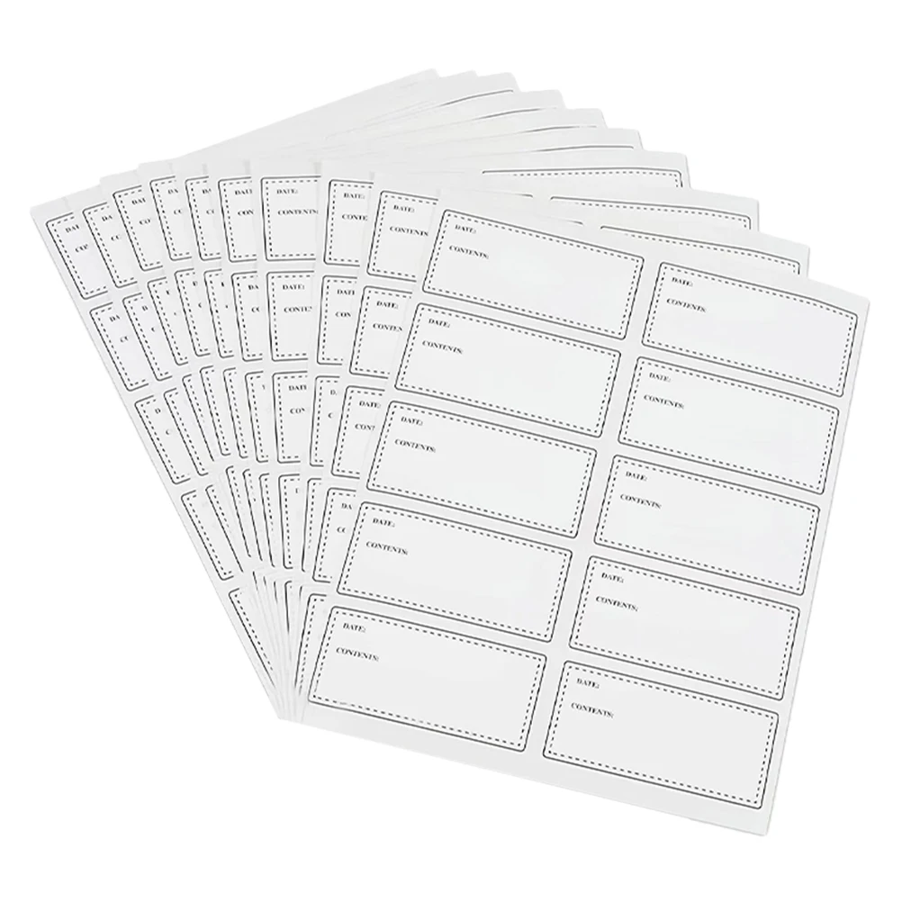 10 Sheets Waterproof Oil proof Rectangle Labels for Food Expiration Date Removable Bottle Marker Writing Blank Storage