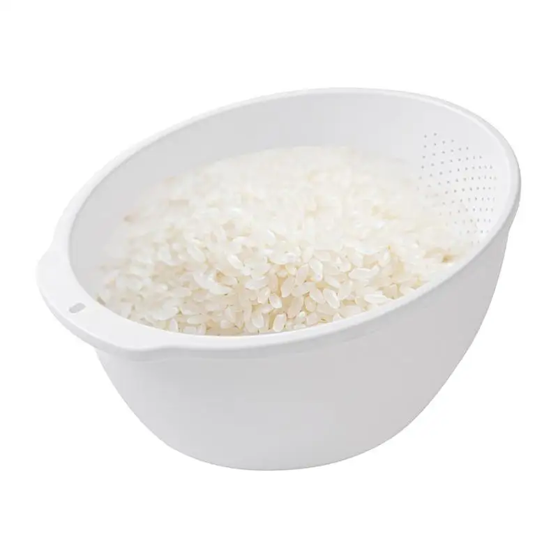 Rice Washing Bowl Rinser With Side Drainers Multifunctional Food Grade Rice Cleaner Strainer For Cleaning Rinsing Fruits