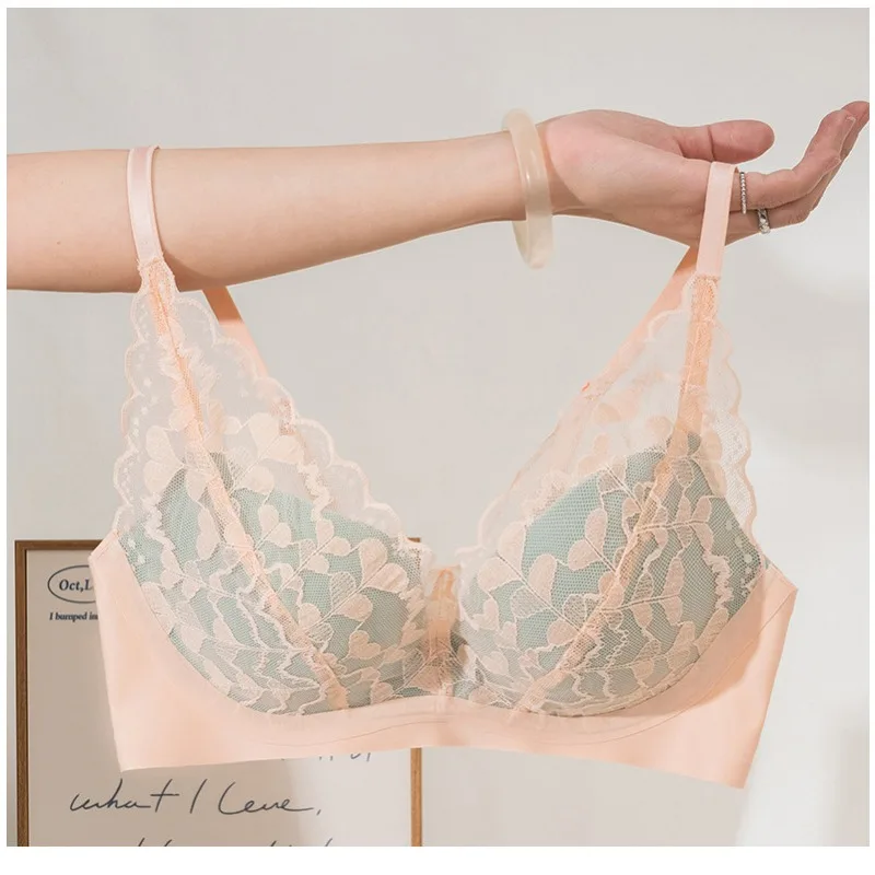 Sexy Spitzenunterwäsche-Set im französischen Stil, nicht gepolsterter Push-up-BH für kleine Brüste, ohne Bügel und atmungsaktiv, neuer heißer Bestseller MOYISU AB